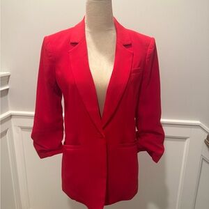 Cinq à Sept sz 4 Khloe Ruched Sleeve Red Blazer. Perfect Condition.